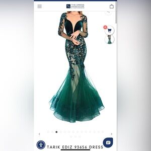 COPY - Tarik Ediz dress.Size 8 Long sleeve with train, emerald green in great c…